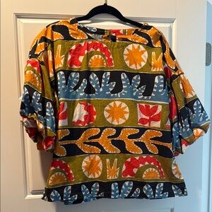 Oliphant Black and Orange Boxy Blouse